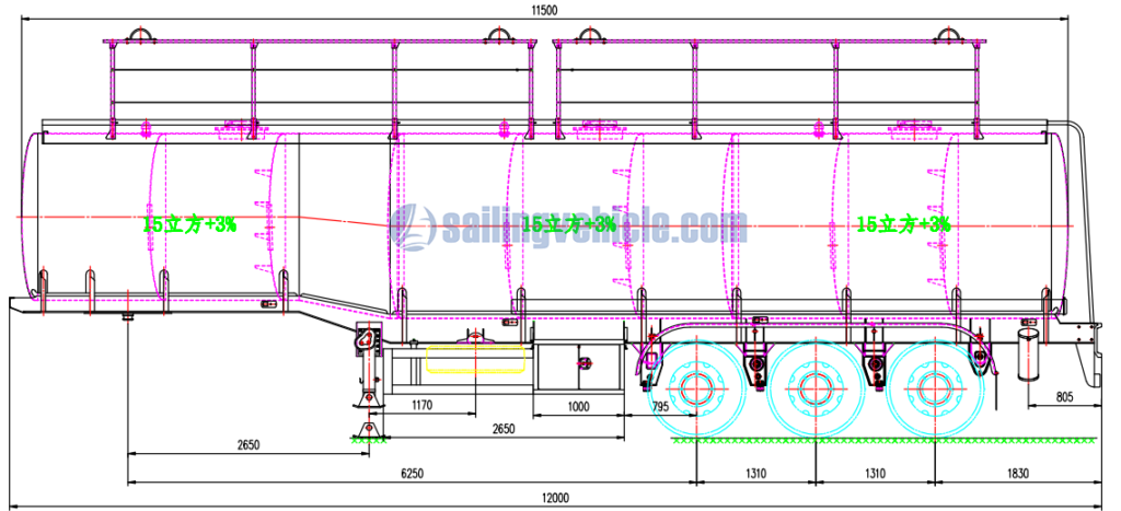 45KL 3-compartment Fuel Tank Semi-trailer