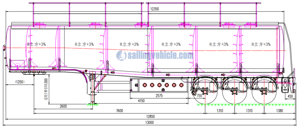 48KL 3-axle Aluminum 5182 Tank Semi-trailer