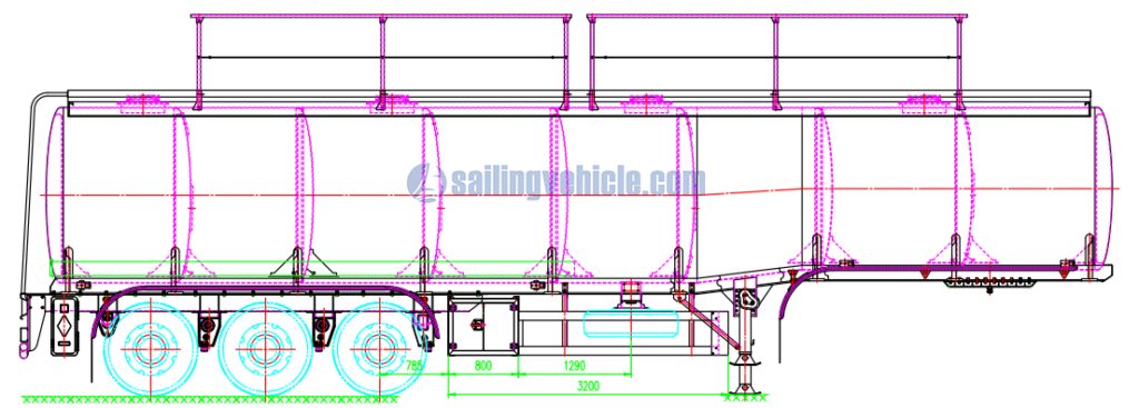44CBM Fuel Tank Semitrailer With Air Suspension & Front Lift Axle