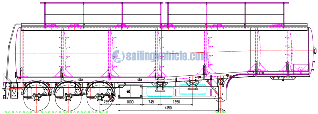 48KL 3-axle Aluminum 5182 Tank Semi-trailer