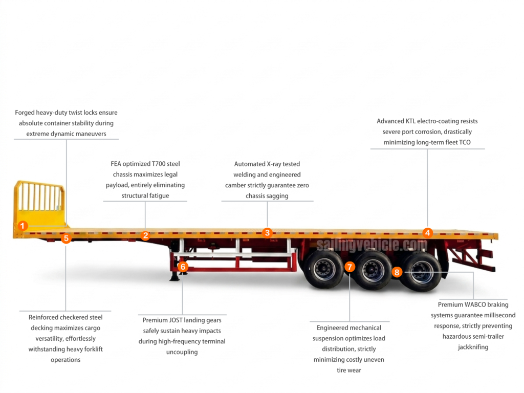 40 Feet flat-bed semi-trailer