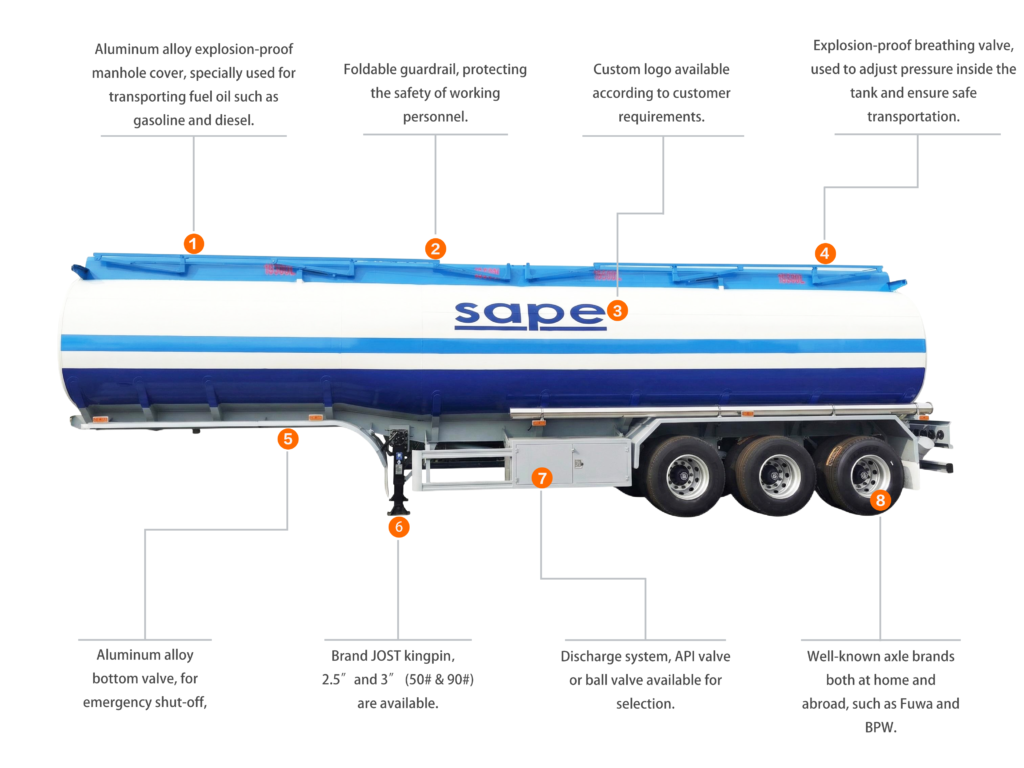 42,000 Liters Fuel Oil Tank Semi Trailer