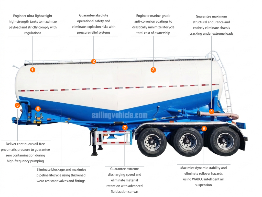 3-axle Bulk Cement Tanker With WEICHAI Engine