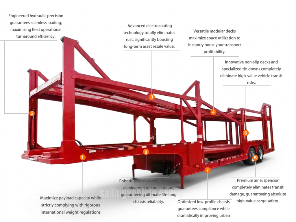 3-Axle 8-Car Carrier Semi-Trailer