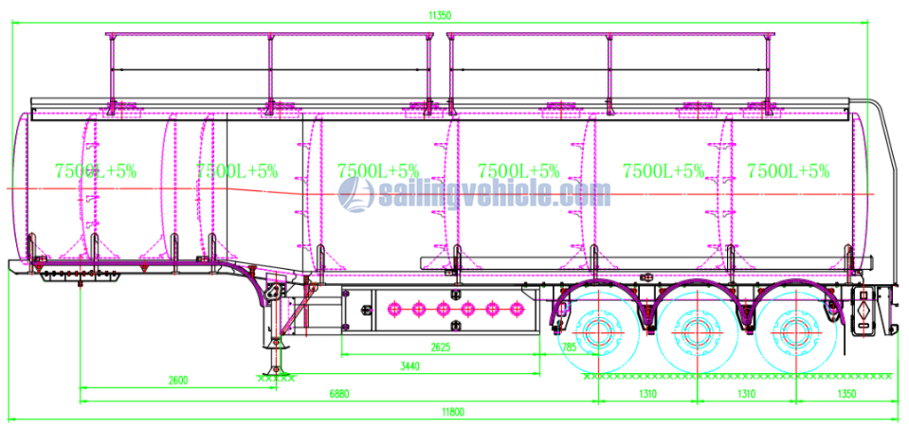 45CBM FUWA Axle Fuel Tank Semi-trailer