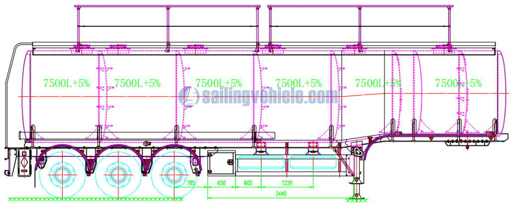 45CBM FUWA Axle Fuel Tank Semi-trailer