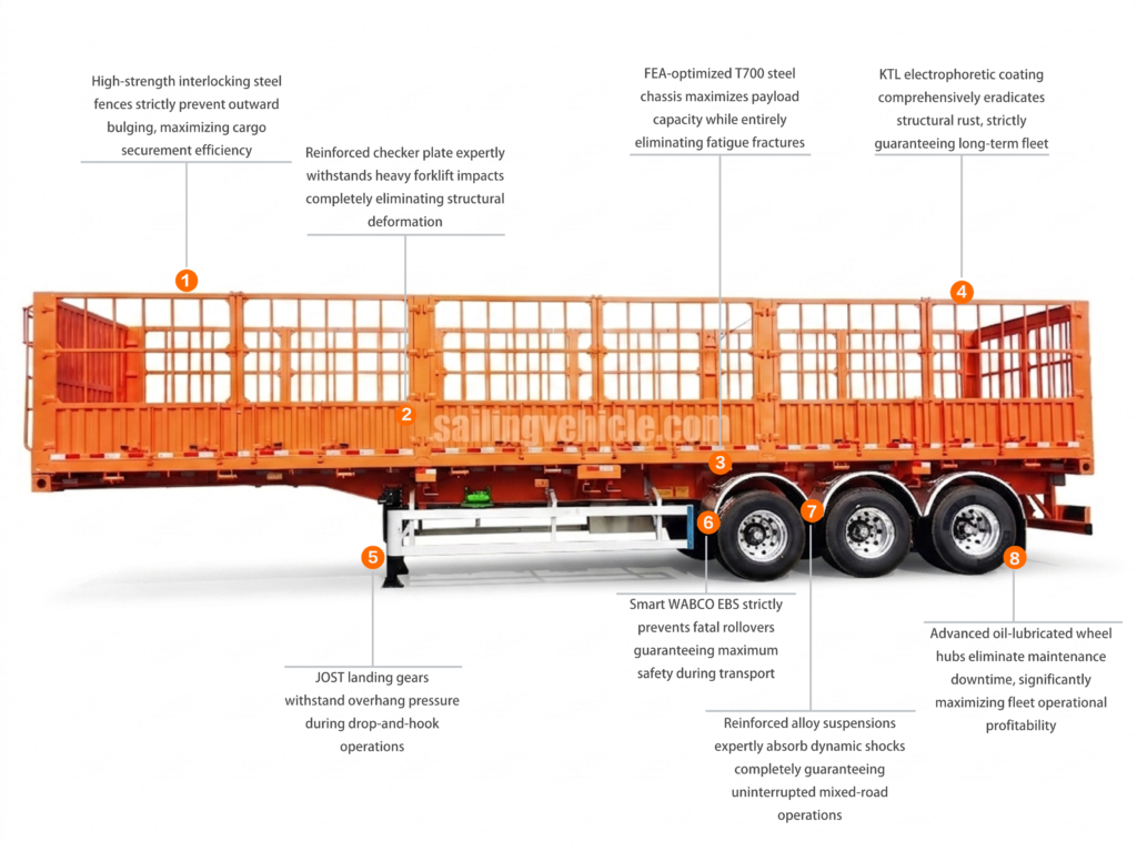 40 Feet Cargo Delivery Side Fence Semi-trailer