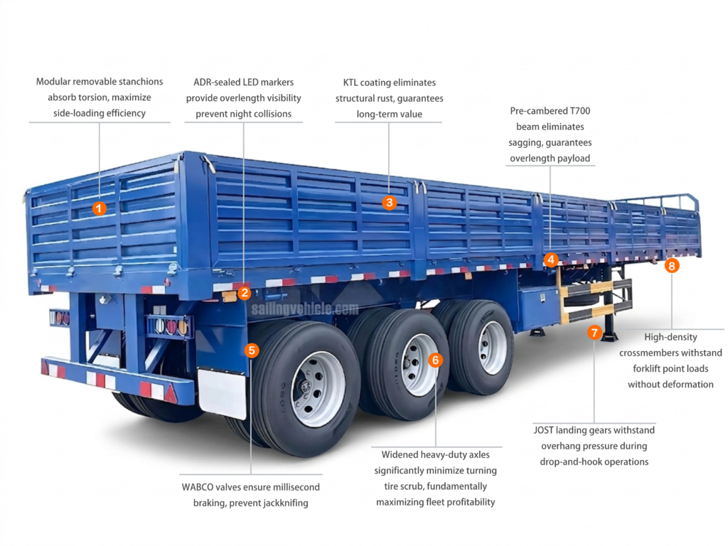 13.5M overlength design sidewall semi-trailer