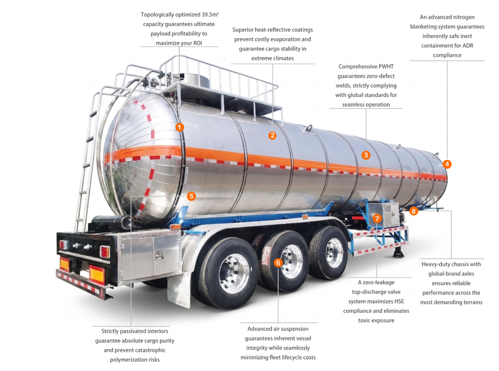 39.5 m³ epoxypropane transport tank semi-trailer