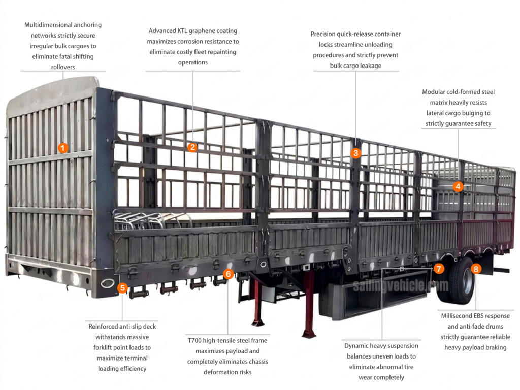 40 Feet bulk cargo transport fence semi-trailer