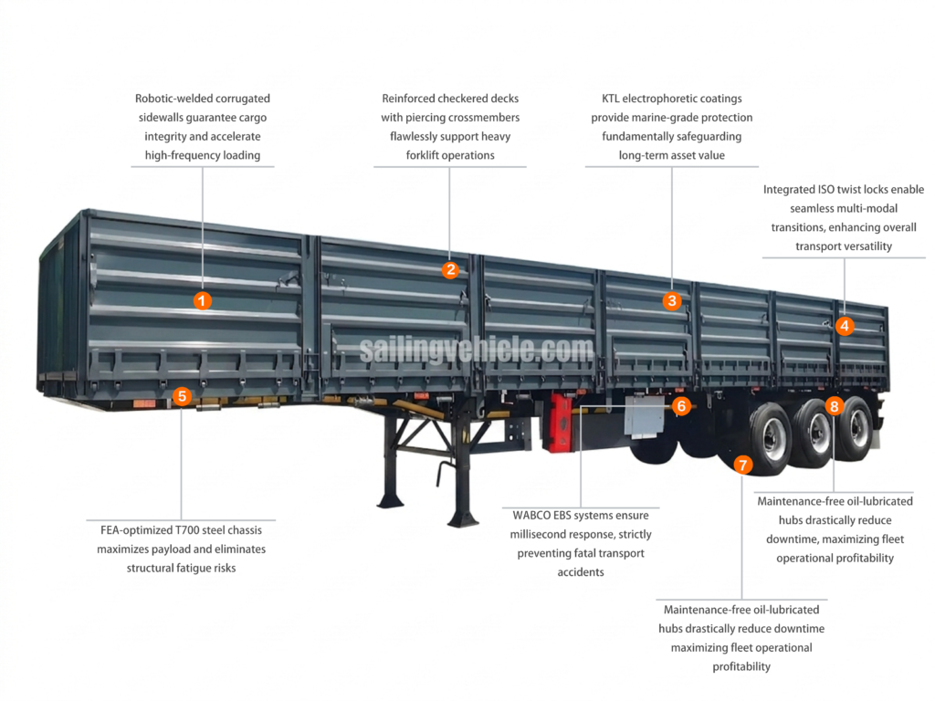 40 Feet cargo delivery sidewall semi-trailer