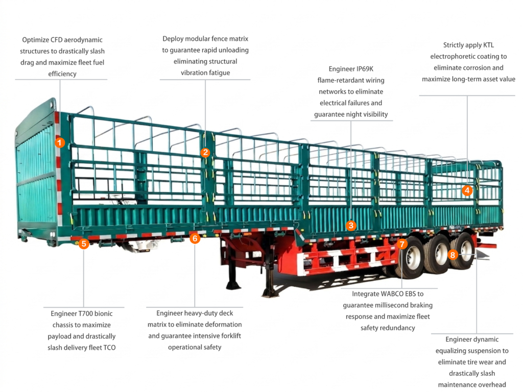 40 Feet fence-type cargo delivery semi-trailer