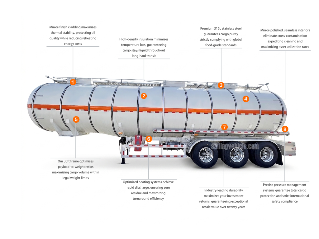 45KL Cooking Oil Insulated Tank Semi-trailer
