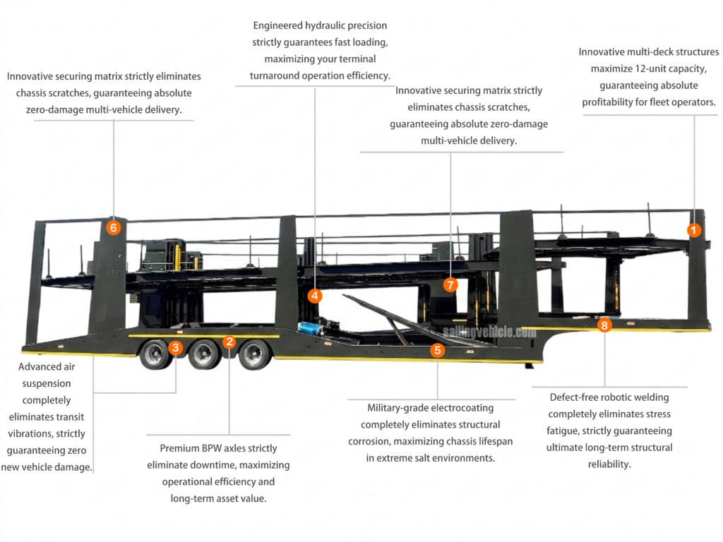 3-axle 12units Capacity Car Carrier Semi-trailer