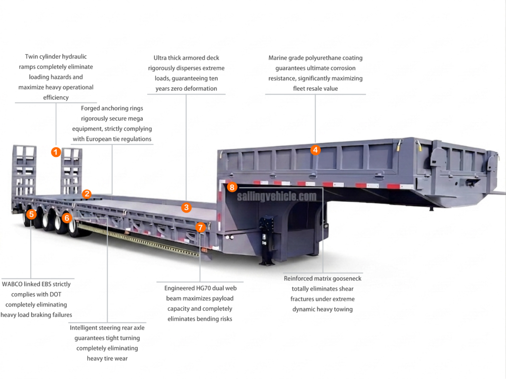4-axle heavy-duty lowbed semi-trailer