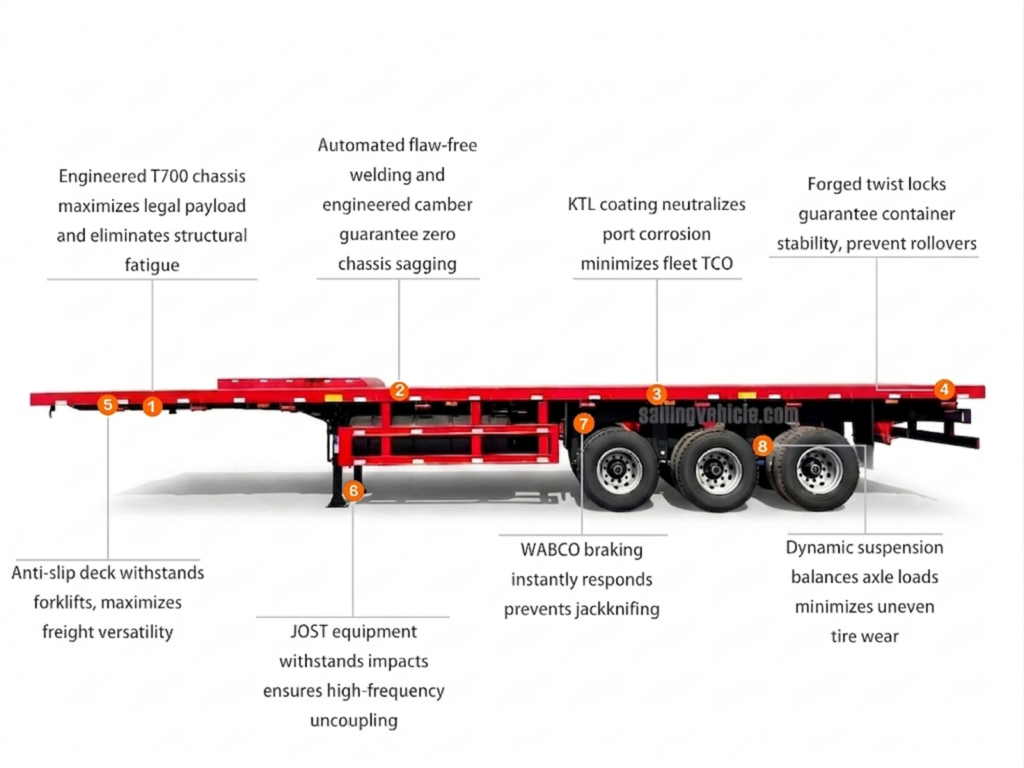 40 Feet Flatbed Cargo Transport Semi-trailer