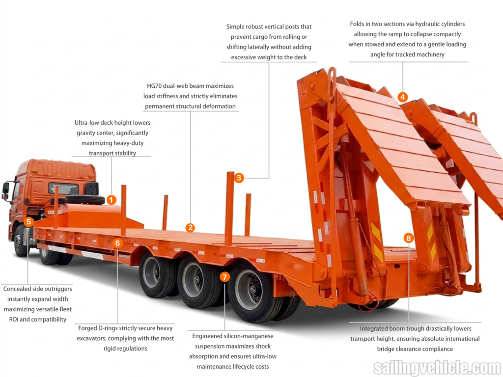 40 feet excavator delivery semi-trailer