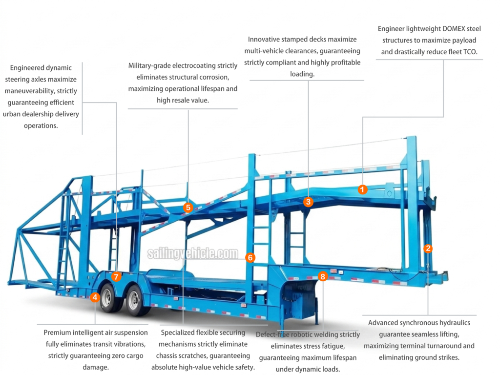 6-unit Car Deliver Carrier with Cloth Cover Trailer