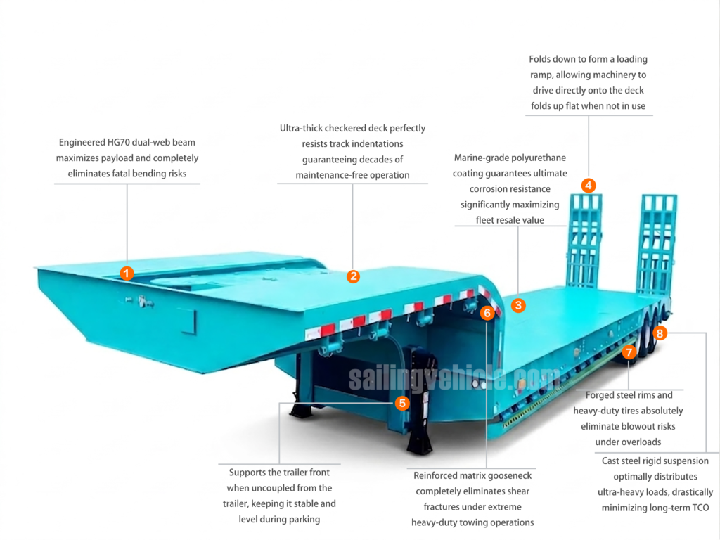 Heavy-duty lowbed semi-trailer