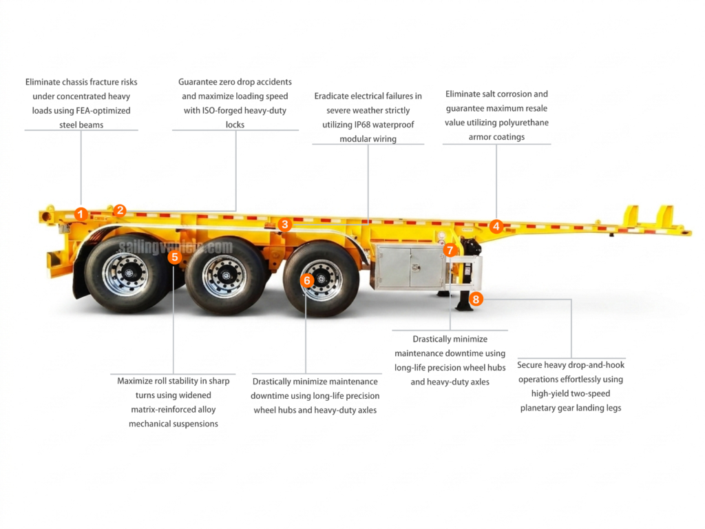 20 feet skeleton type semi-trailer