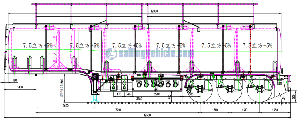 45CBM 6-compartment AL5182 Aluminum Tank Semi-trailer